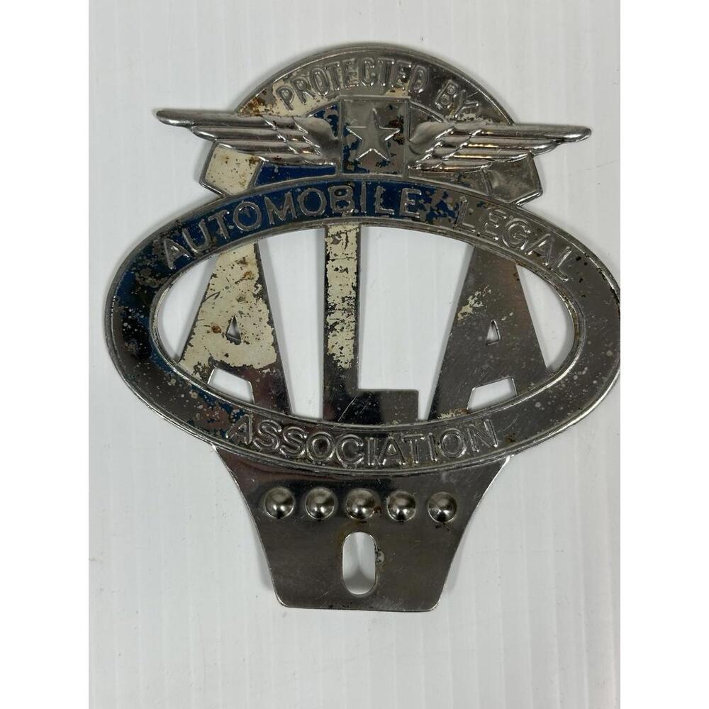Vintage ALA Protected By Automobile‎ Legal Association Metal Car Badge Wings